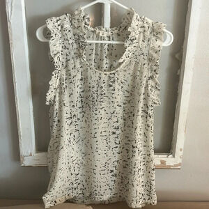 Converse All Star Ruffle sleeve Tank in Black and White Crepe XL LNC